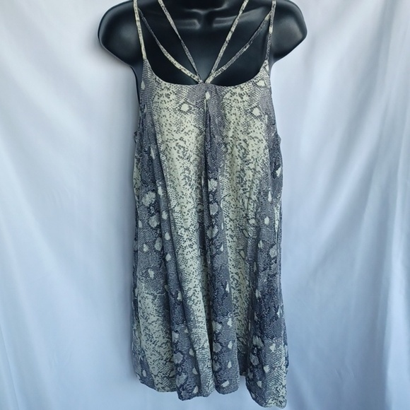 entro grey strappy snake print mini sleeveless shift dress medium - Picture 3 of 7